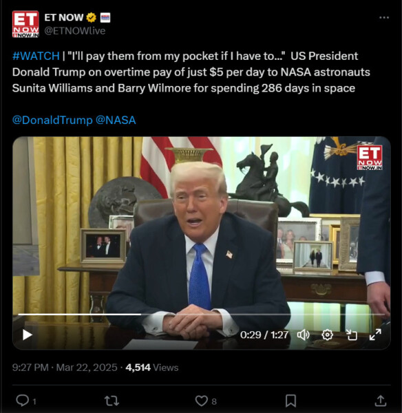 Donald Trump offered to pay overtime astronauts